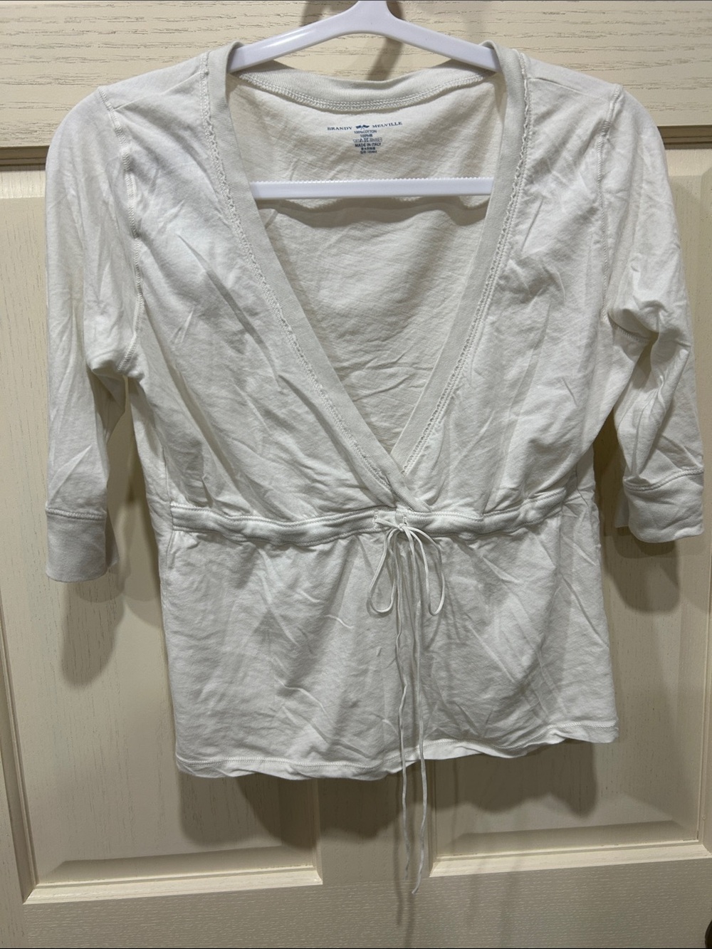 Brandy Melville White Wrap-Front Drawstring Coverup